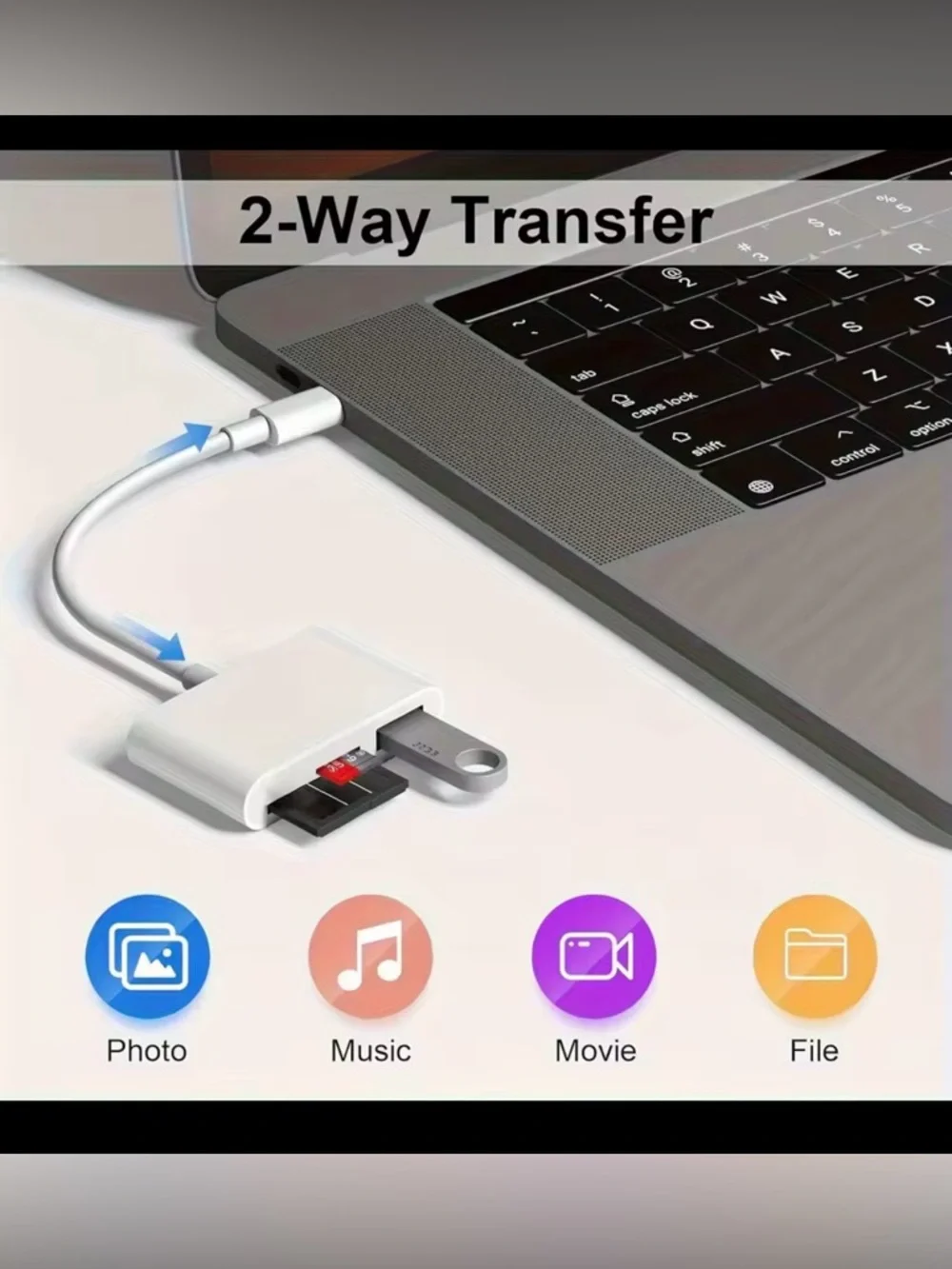 USB-C 3-in-1 Card Reader & USB Adapter